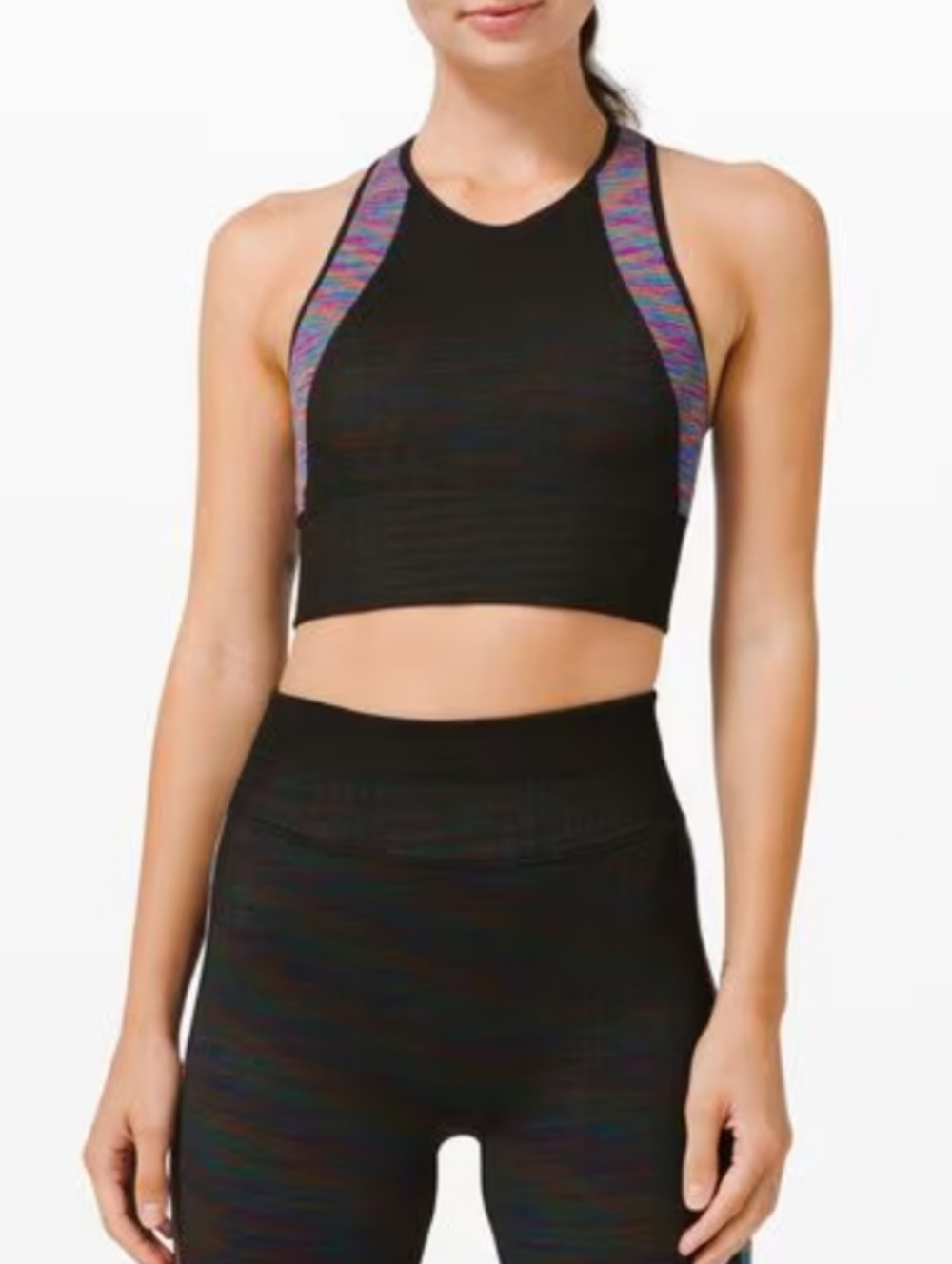 Lululemon Black and Multicolor Cropped Tank Top